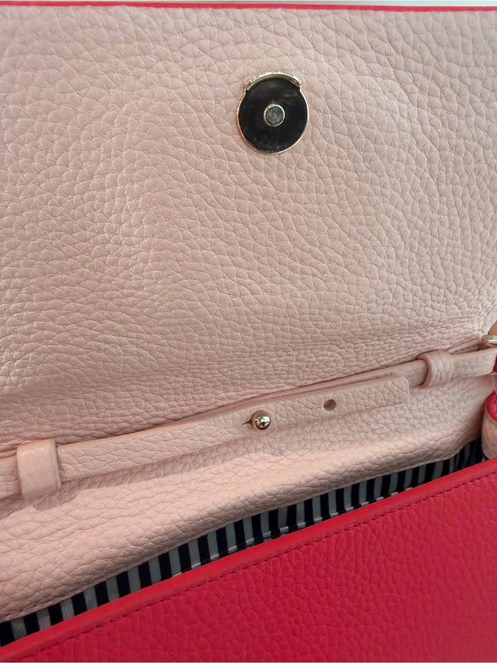 Kate Spade Eden Lane Jacinda Bow Detail Red/ Pink Leather Clutch Crossbody Bagu